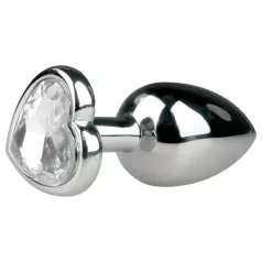   Easytoys - anaalplug met hartvormige steen - metaal zilver-wit