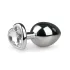 Easytoys - metalen buttplug hartvormig wit steentje - zilver