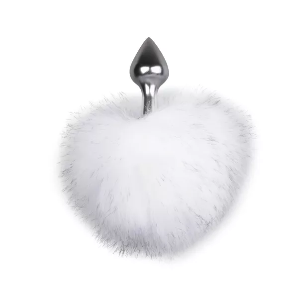 Easytoys Bunny NO1 - metalen buttplug met konijnenstaart - zilver/wit