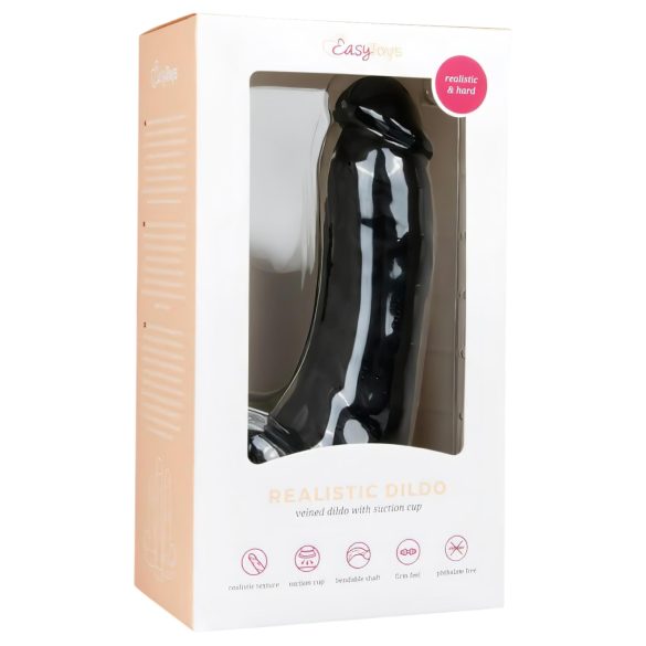 Easytoys - zuignap dildo met ballen (20cm) - zwart