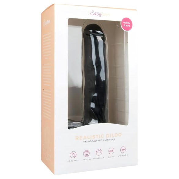 Easytoys - grote dildo met zuignap en ballen (26,5cm) - zwart
