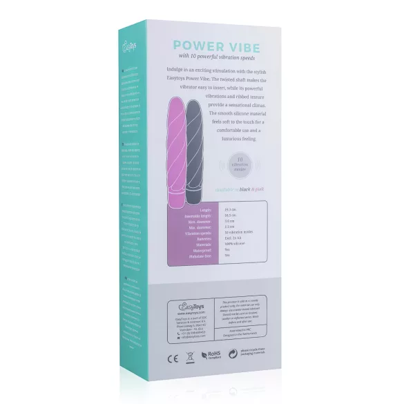 Easytoys Power Vibe - vibrator staaf - getwist - siliconen zwart