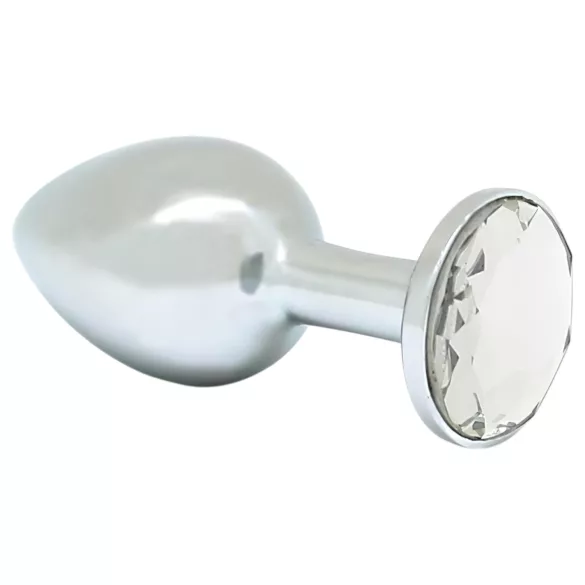 Rimba - buttplug met kristal - metaal - transparant steentje - zilver