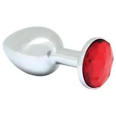 Rimba XS - buttplug met rode steen - metaal zilver