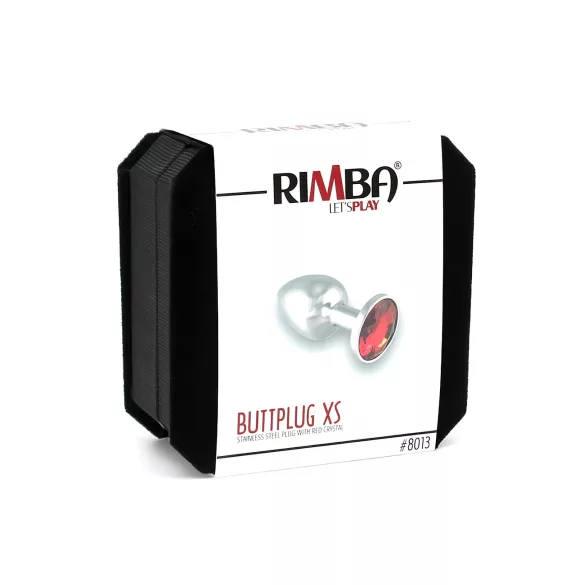 Rimba XS - buttplug met rode steen - metaal zilver