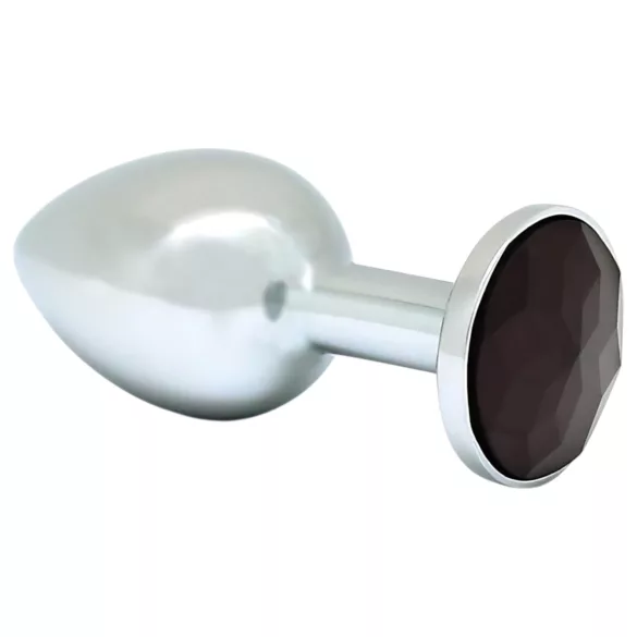 Rimba - buttplug - met zwarte steen - metaal zilver XS