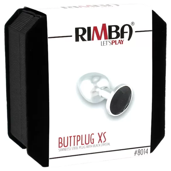 Rimba - buttplug - met zwarte steen - metaal zilver XS