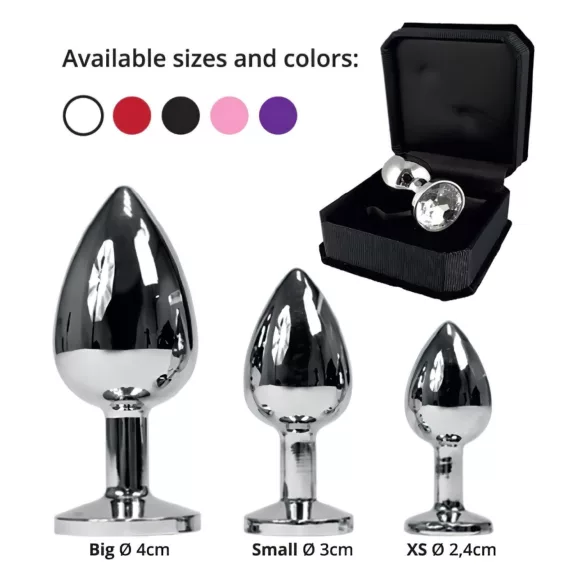 Rimba - buttplug - met zwarte steen - metaal zilver XS
