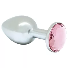 Rimba - anale plug - klein, roze steen - metaal zilver