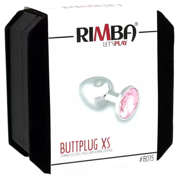 Rimba - anale plug - klein, roze steen - metaal zilver
