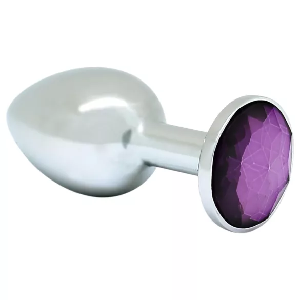 Rimba - buttplug - met paarse steen - metaal zilver XS