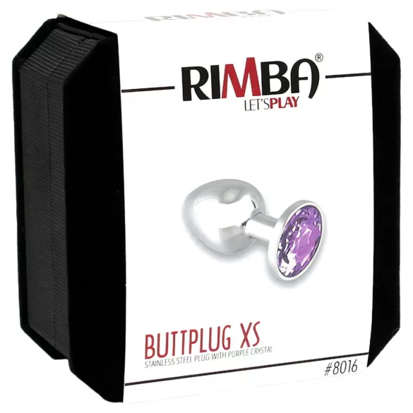 Rimba - buttplug - met paarse steen - metaal zilver XS