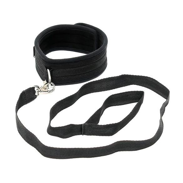 Rimba - halsband met riem - zacht - zwart
