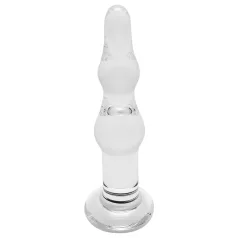   Rimba Dolly - glazen anaal dildo - gebogen met ribbels - transparant