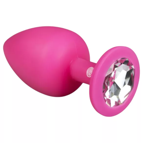 Easytoys Diamond - anaalplug met witte steen - groot - roze