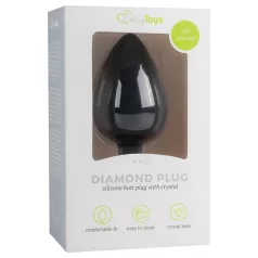 Easytoys Diamond - anaalplug met witte steen - groot - zwart