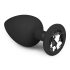 Easytoys Diamond - zwarte anale plug met witte steen (groot)
