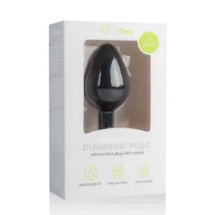   Easytoys Diamond - anaalplug met witte steen - medium - zwart