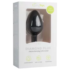   Easytoys Diamond - anaalplug met witte steen - medium - zwart