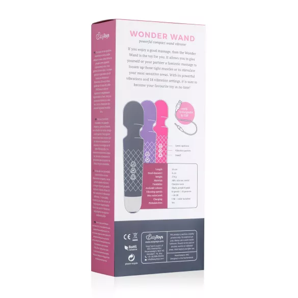 EasyToys - mini wand vibrator - oplaadbaar - zwart