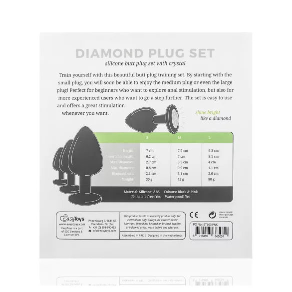 Easytoys Diamond - buttplug set - zwart