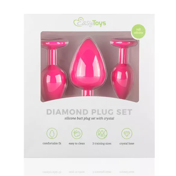 Easytoys Diamond - anaal plug set - siliconen - roze