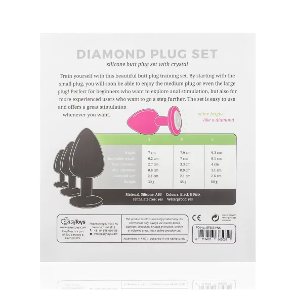 Easytoys Diamond - anaal plug set - siliconen - roze