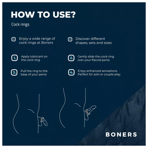 Boners - siliconen penisringen set - 3 stuks - grijs