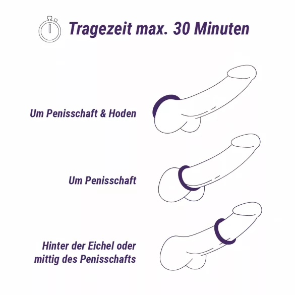 Boners - siliconen penisringen set - 6 stuks - grijs