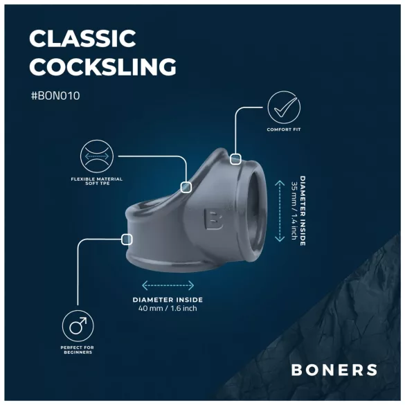 Boners - penisslijm en ballenstretcher - siliconen - grijs