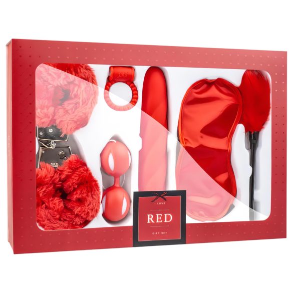 LoveBoxxx I Love Red - luxe vibrerend bondage set (6 stuks) - rood