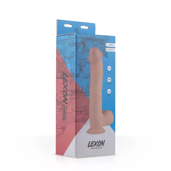 Real Fantasy Lexon - realistische dildo met ballen - 33cm - huidkleur