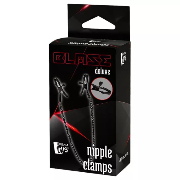 Blaze Deluxe - tepelklemmen met ketting - metaal - zwart