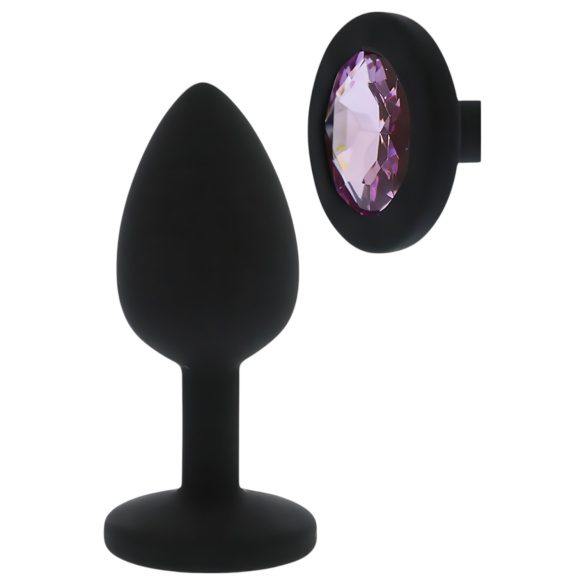 All Time Favorieten - Paarse Steentjes, Siliconen Buttplug (Zwart)
