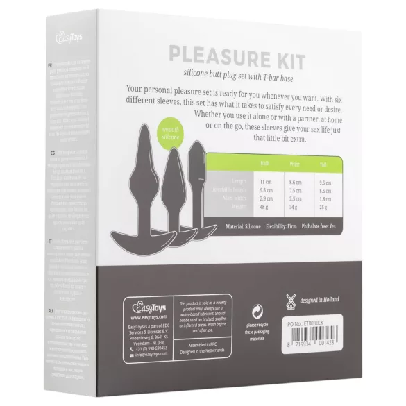 EasyToys Pleasure Kit - gevarieerde anaalplugset (zwart)