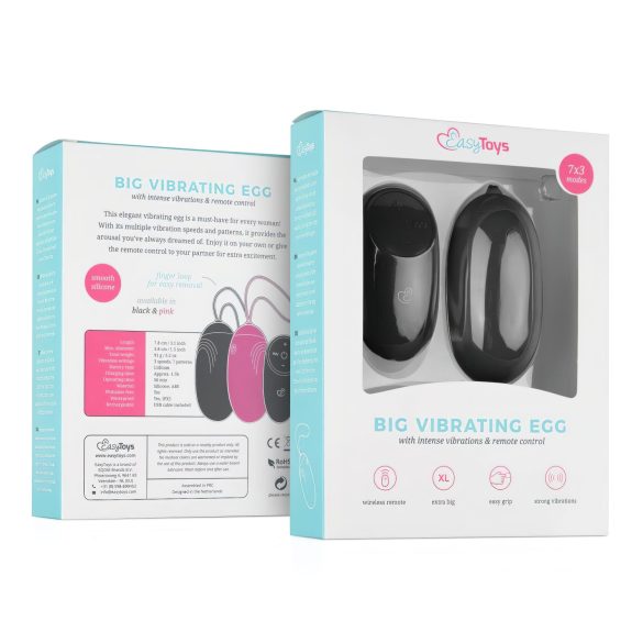 Easytoys - vibrator ei op afstand - oplaadbaar, waterdicht - zwart
