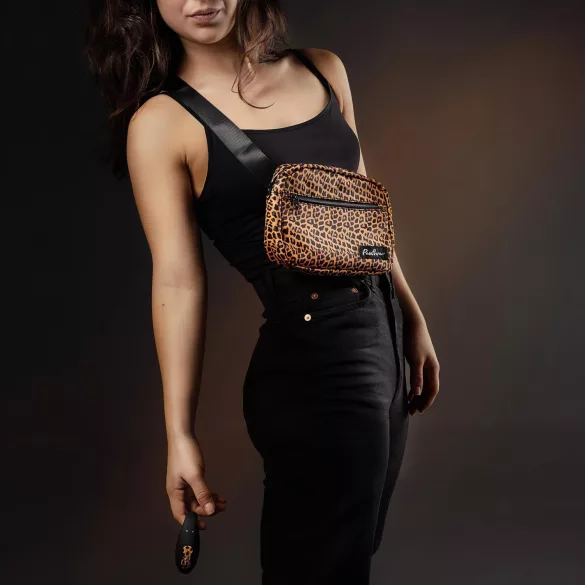 Panthra Zuna - oplaadbare waterproof partner vibrator - zwart met luipaardprint