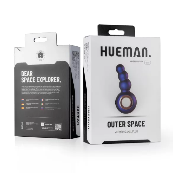 Hueman Outer Space - oplaadbare anaal vibrator met kralen - paars