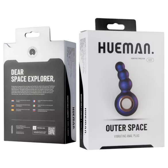 Hueman Outer Space - oplaadbare anaal vibrator met kralen - paars