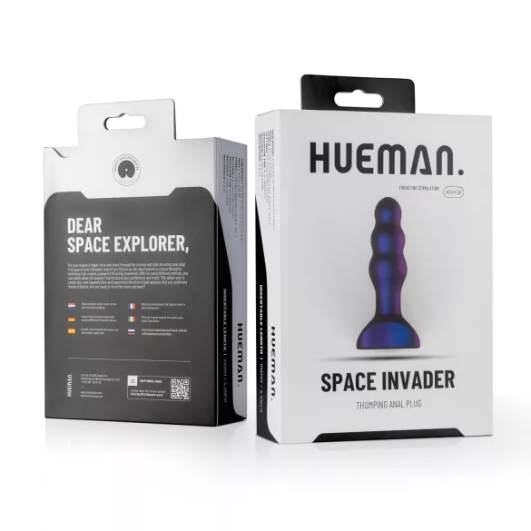 Hueman Space Inveder - anaal vibrator - oplaadbaar en waterdicht - paars
