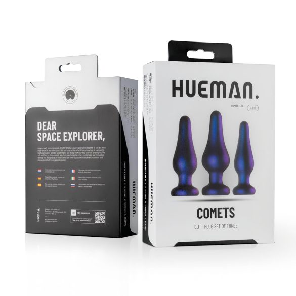 Hueman Comets - siliconen buttplug set - 3 stuks - paars