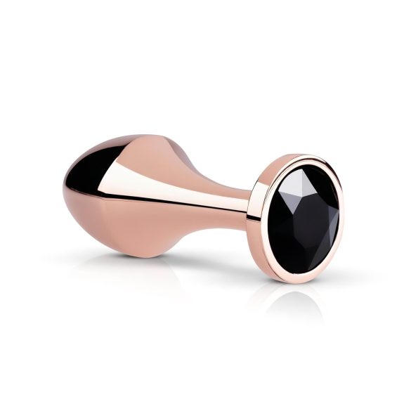 Rosy Gold Buttplug - anaal plug met zwarte steen (rosegoud)