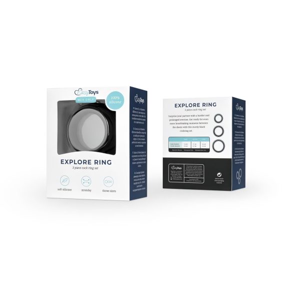 Easytoys - Penisring set - 3 stuks - siliconen - zwart