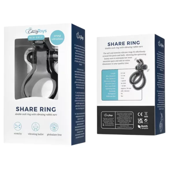 Easytoys - Vibrerende penis- en balring - siliconen - zwart