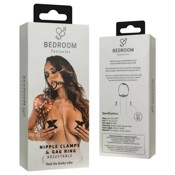 Bedroom Fantasies - mondknevel en tepelklemmen - zilver zwart