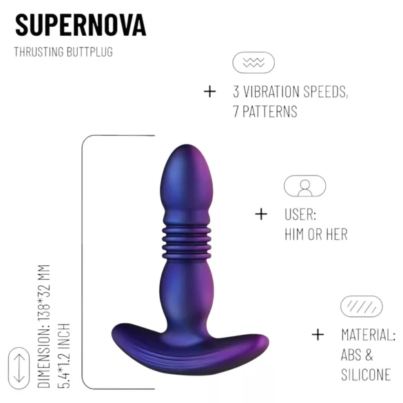 Hueman Supernova - stotende anaal vibrator - siliconen - paars