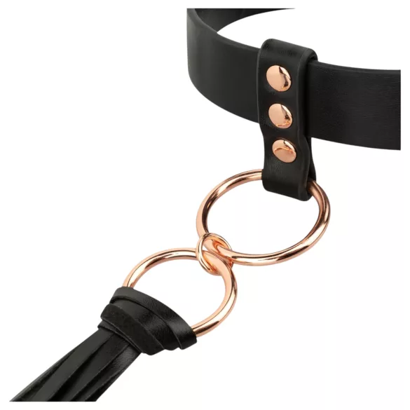Rosy Gold - halsband en zweep (zwart)