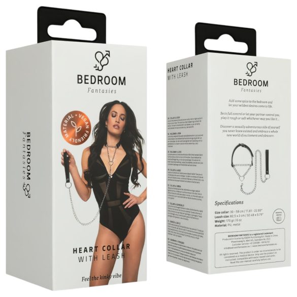 Bedroom Fantasies - halsband met riem - zwart