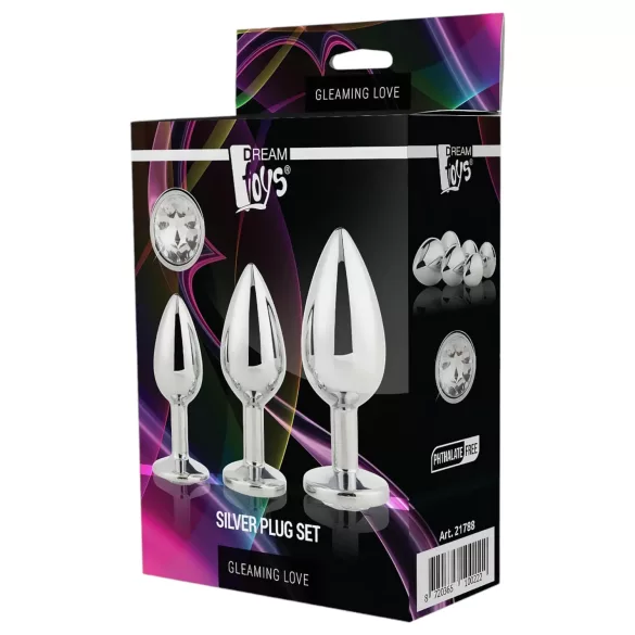 Gleaming Love - anaal plug set - 3 delig - zilver