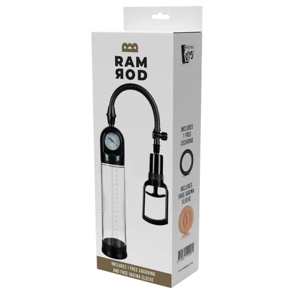 Ramrod Deluxe - penispomp met drukmeter - transparant